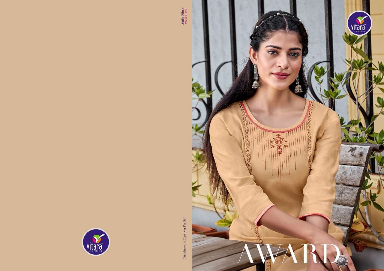  COTTON BUTY WITH EMBROIDERY KURTI WITH COTTON PANT BY VITARA FASHION - AWARD