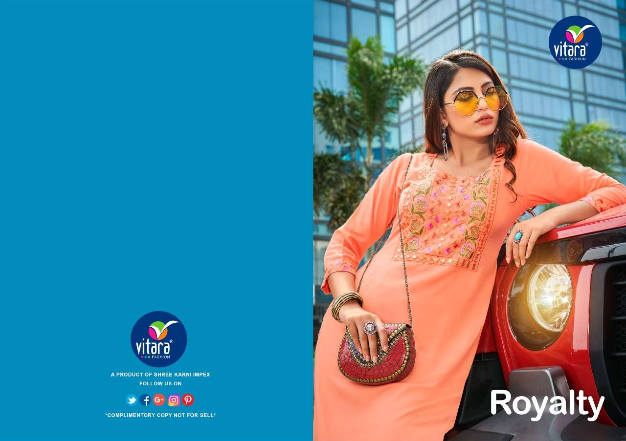 RAYON EMBROIDERY KURTI BY VITARA FASHION - ROYALTY