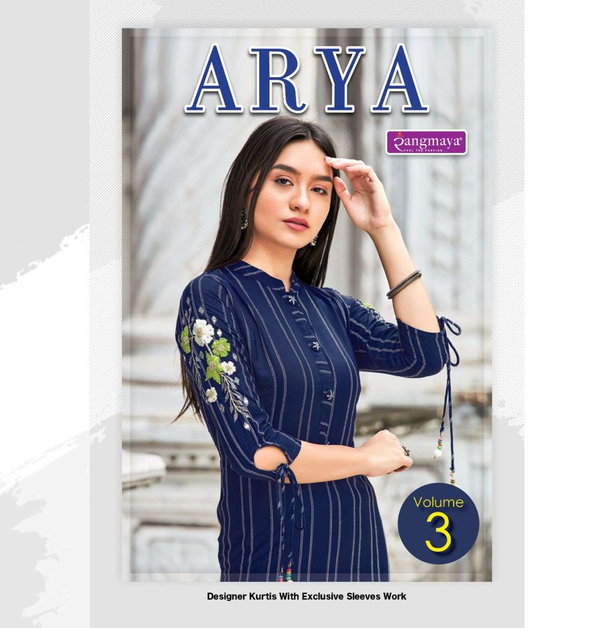 ARYA VOL 3 HEAVY RAYON KURTI WITH STYLISH SLEEVES  CONCEPT BY RANGMAYA BRAND WHOLESALER AND DEALER