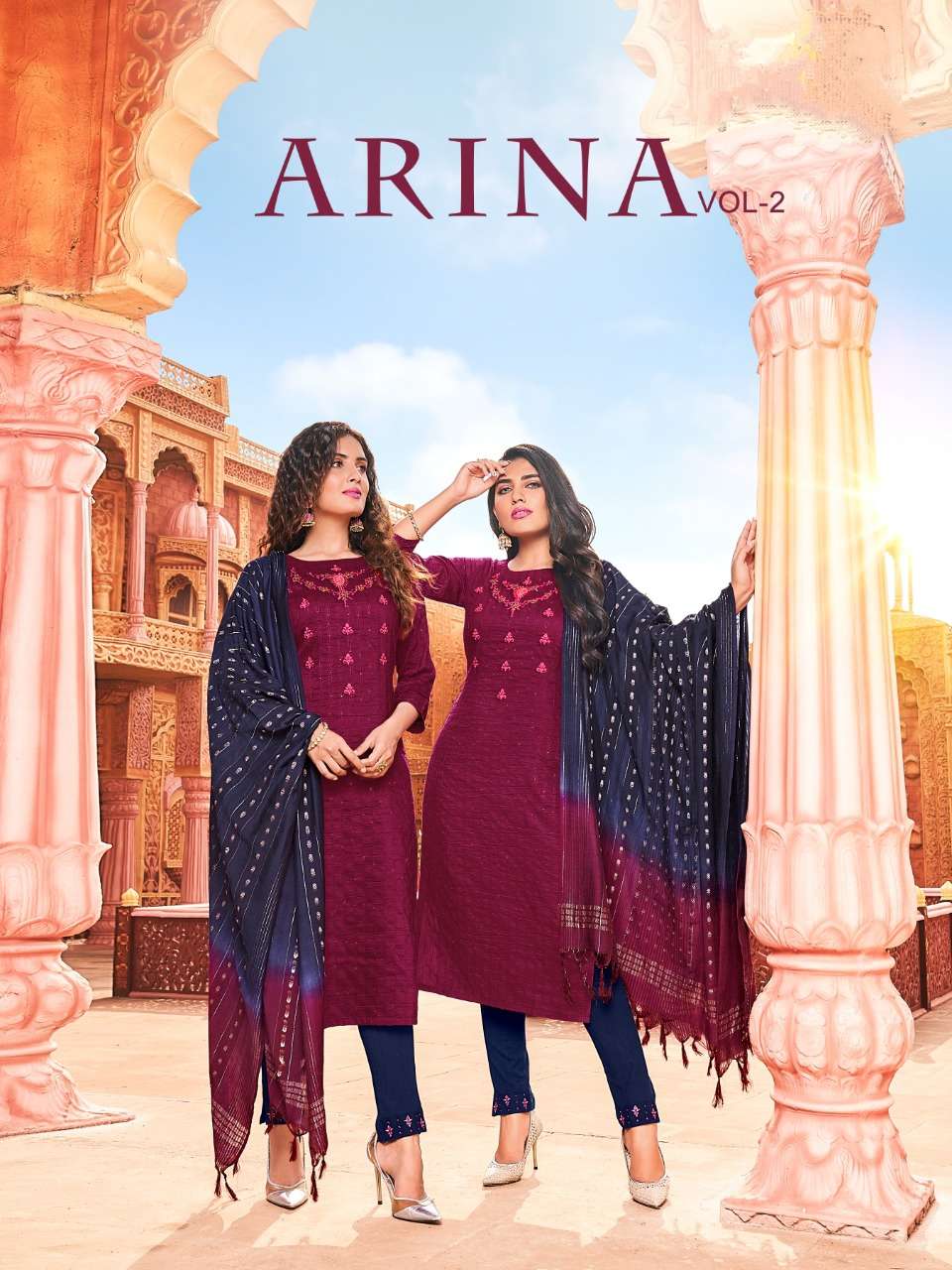 EMBROIDERY & HANDWORK  KURTI WITH PANT & DUPATTA BY MANAS - ARINA VOL. 2