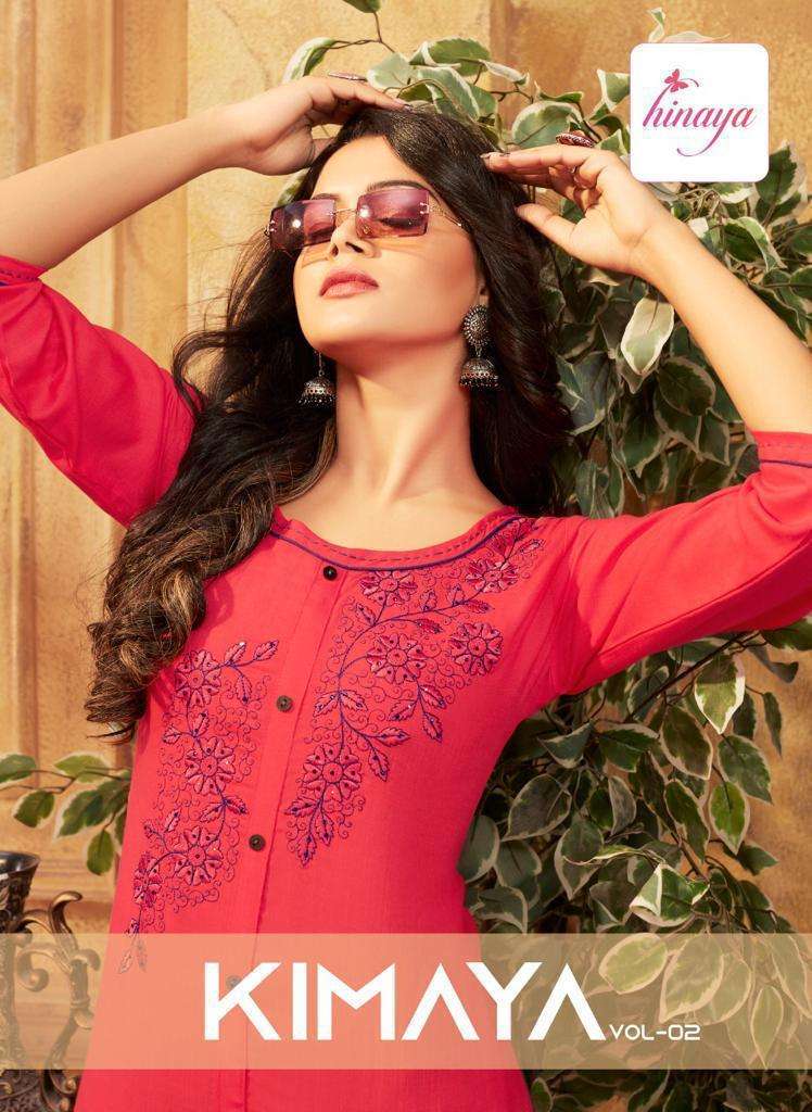 KIMAYA VOL 2 DESIGNER EMBROIDERY & HANDWORK KURTI BY HINAYA BRAND WHOLESALER AND DEALER