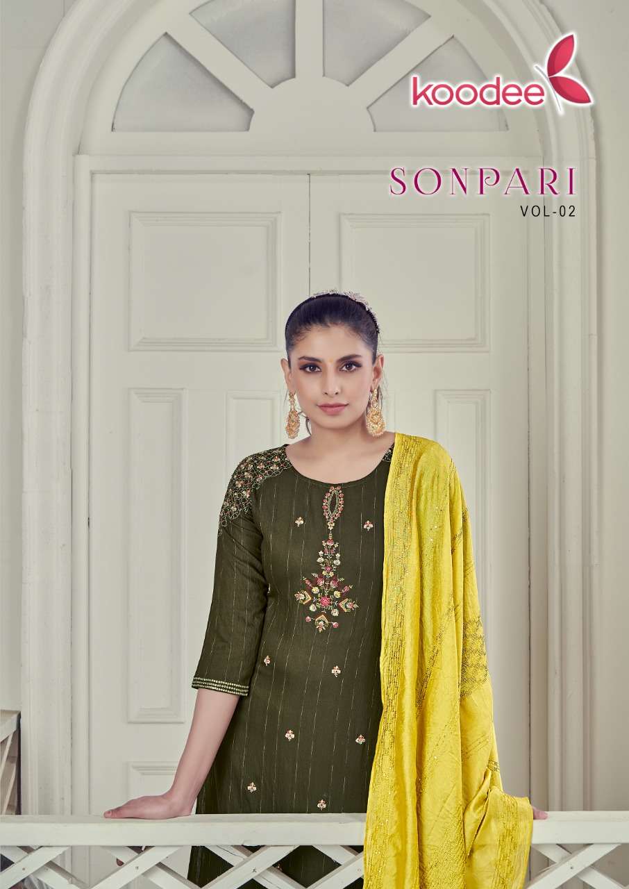 KOODEE KHATIL WITH EMBROIDERY WORK KURTI WITH SHARARA WITH DUPATTA - SONPARI-2