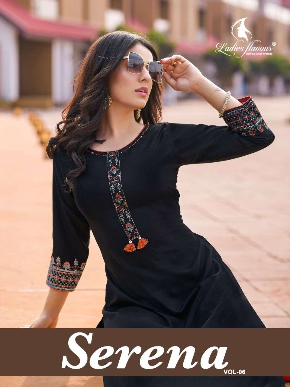 LADIES FLAVOUR SERENA VOL 6 14 KG RAYON WITH HEAVY EMBROIDERY WORK KURTI  WHOLESALER AND DEALER