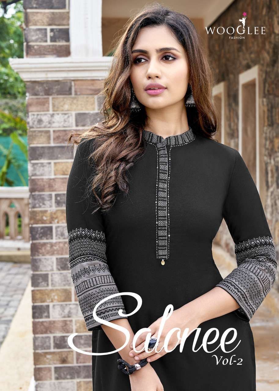 SALONEE VOL-2 BY WOOGLEE BRAND RAYONE EMBROIDERY AND HAND WORK KURTI WHOLESALER AND DEALER