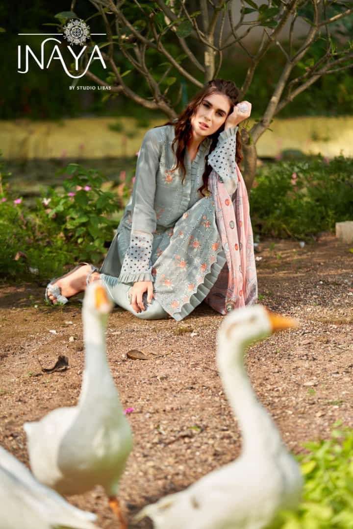  STUDIO LIBAS - PURE  ORGANZA KURTI WITH COTTON PANT AND DIGITAL PRINT DUPATTA -  INAYA LPC120