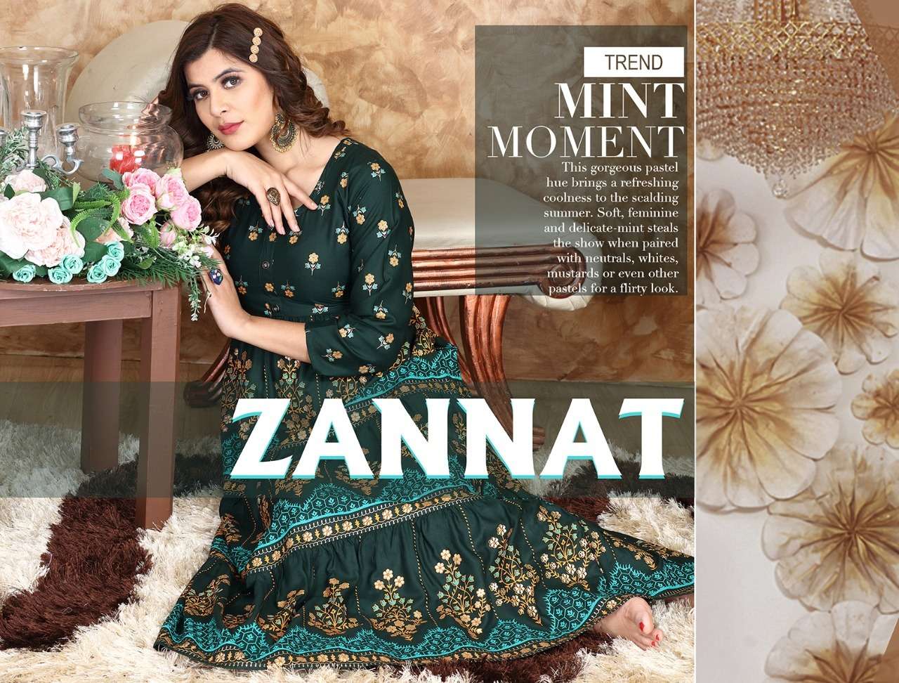 ZANNAT 14 KG RAYON FOIL PRINT A LINE KURTI BY S3 FOREVER BRAND WHOLESALER AND DEALER