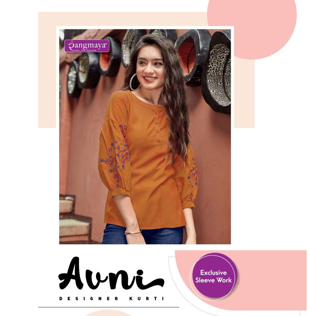 AVNI BY RANGMAYA BRAND RAYON STYLISH SLEEVES WORK TOP WHOLESALER AND DEALER