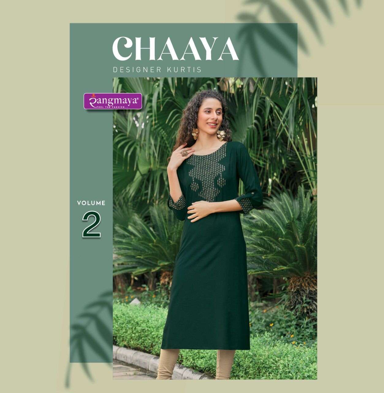 CHAAYA VOL-2 BY RANGMAYA BRAND RAYON EMBROIDERY NECK WORK KURTI WHOLESALER AND DEALER