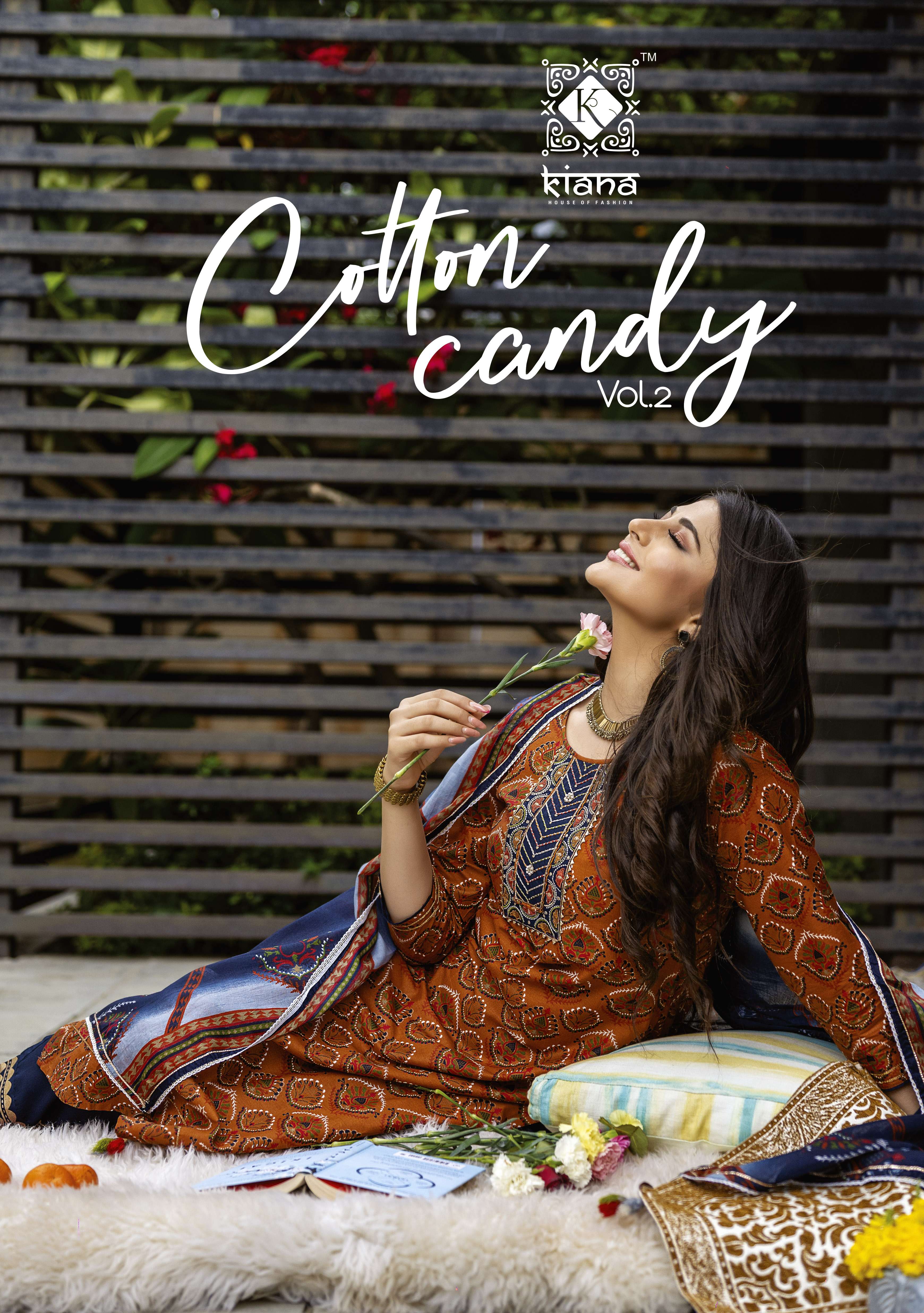 COTTON CANDY VOL.2 BY KIANA BRAND COTTON PRINT WITH THREAD WORK KURTI WITH COTTON PANT AND COTTAN PR...