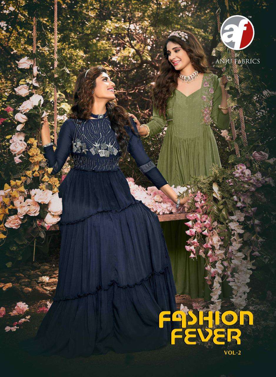  FASHION FEVER VOL 2 BY AF BRAND PURE HAND WORK DESIGNER WITH STYLISH SLEEVES  LONG GOWN KURTI WHOLE...