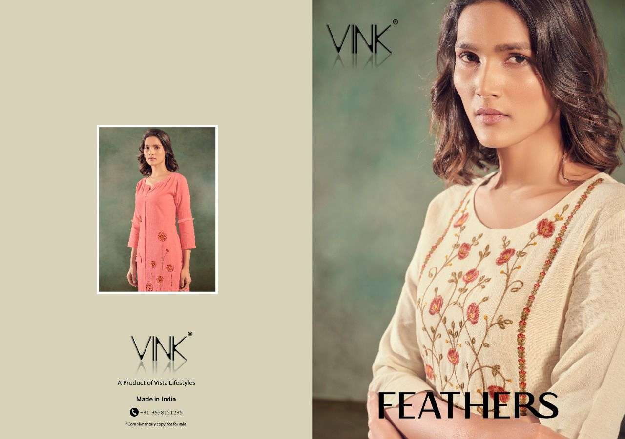 FEATHERS BY VINK BRAND HAND WORK PREMIUM LINEN COTTON KURTI WITH COTTON PANT WHOLESALER AND DEALER