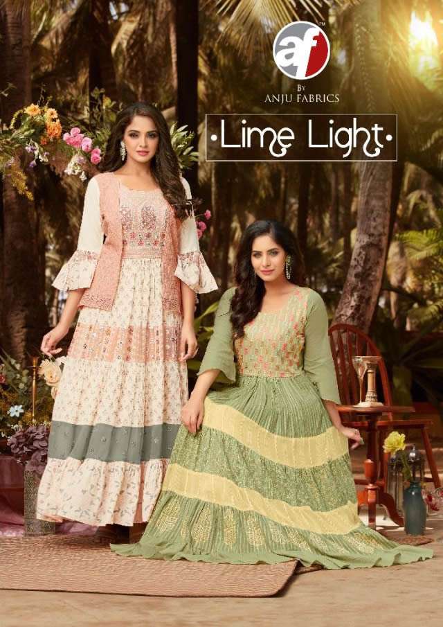 LIME LIGHT BY AF BRAND HEAVY EMBROIDERY AND HAND WORK GOWN WITH FULL GHER KURTI WHOLESALER AND DEALE...