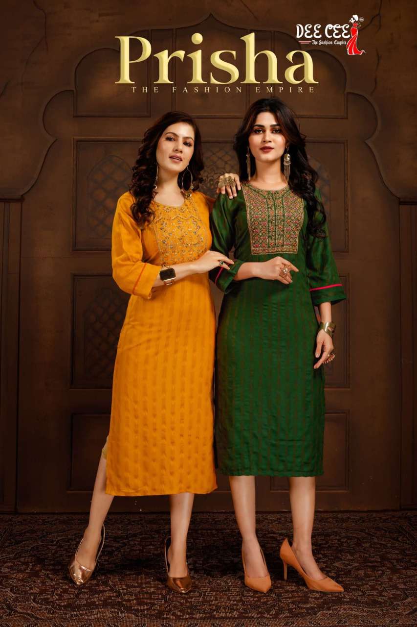 PRISHA BY DEECEE BRAND RAYON HEAVY DOBY WITH EMBROIDERY WORK KURTI WHOLESALER AND DEALER