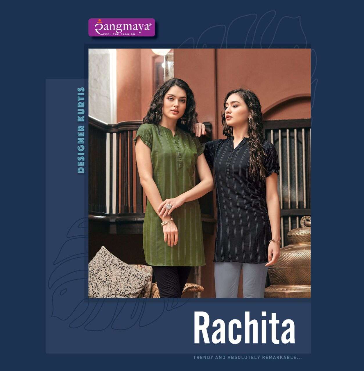 RACHITA BY RANGMAYA BRAND DESIGNER SUMMER RAYON SHORT KURTI WHOLESALER AND DEALER