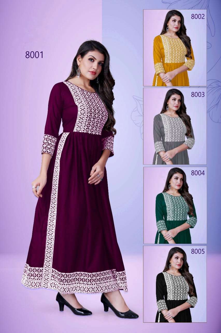 SCHIFFLI GOWN PATTEN  KURTI BY S3FOREVER BRAND WHOLESALER AND DEALER