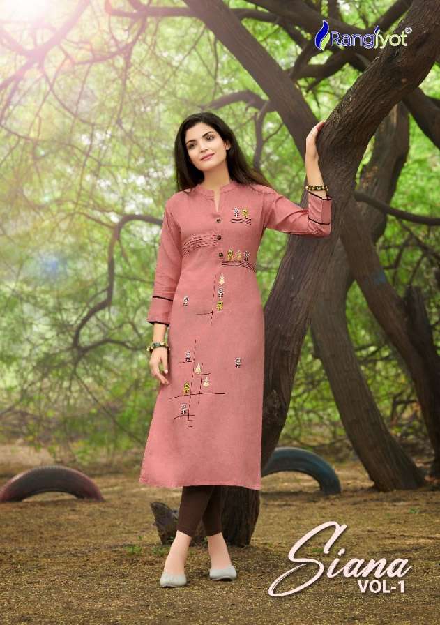 SIANA VOL 1 BY RANGJYOT 14 KG RAYON BRAND EMBROIDERY WORK KURTI WHOLESALER AND DEALER