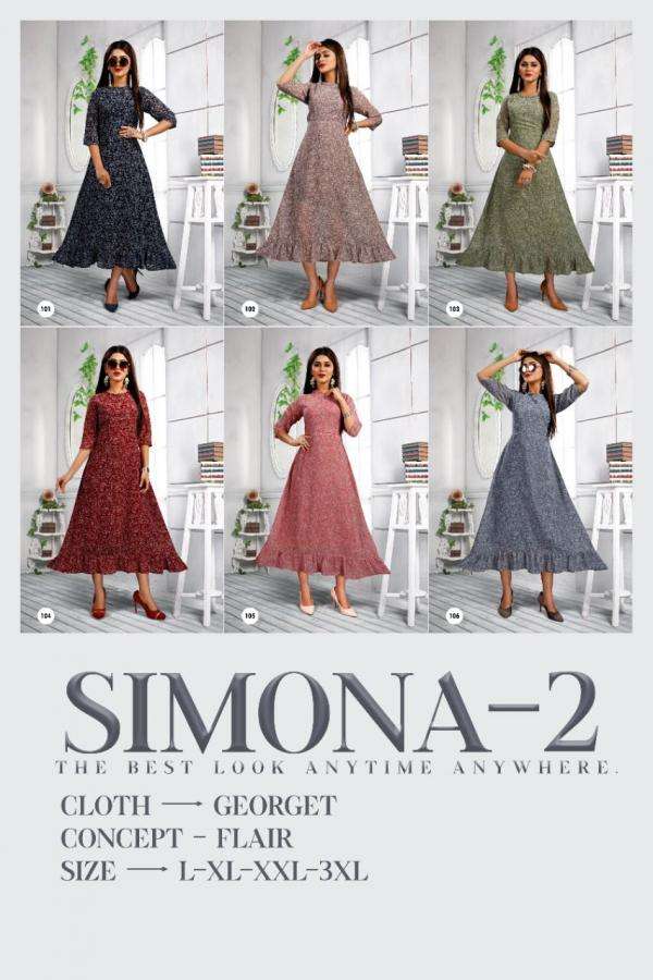 SIMONA 2 BY S3FOREVER BRAND GEORGETTE A -LINE KURTI WHOLESALER AND DEALER