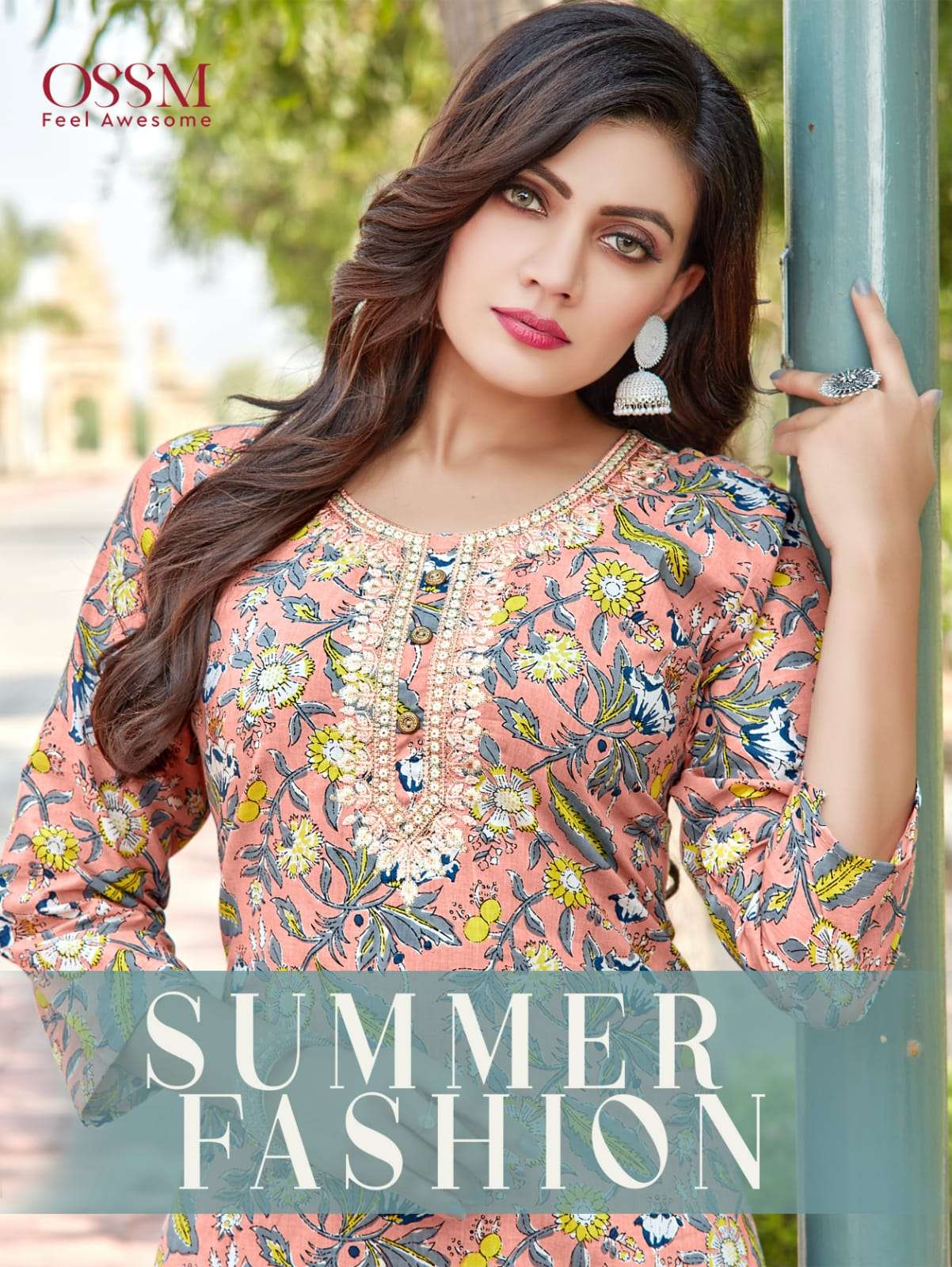 SUMMER FASHION FANCY COTTON KURTI WITH EMBROIDERY WORK BY OSSM WHOLESALER AND DEALER 