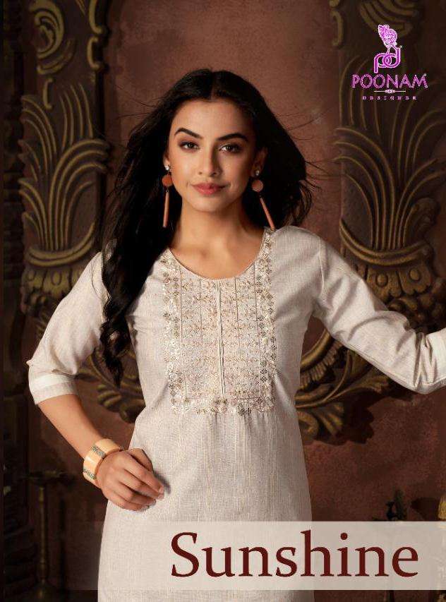 SUNSHINE BY POONAM DESIGNER BRAND COTTON SEQUENCE AND EMBROIDERY WORK KURTI WITH CHIKAN EMBROIDERY L...