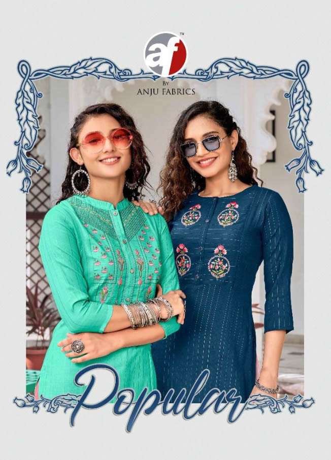 AF - POPULAR VOL 1  - COTTON LUREX EMBROIDERY WORK KURTI WITH PANT BY S3FOREVER GUJARAT WHOLESALER A...