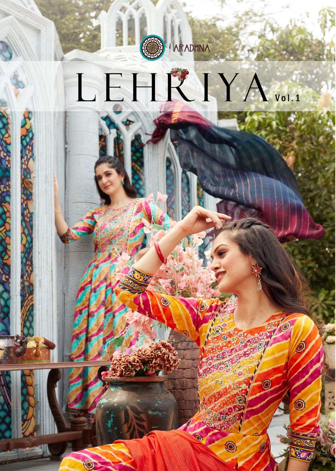 ARADHNA - LEHRIYA VOL 1 - LEHRIYA PRINTED GOWN WITH BANARASI DUPATTA - S3FOREVER GUJARAT WHOLESALER ...