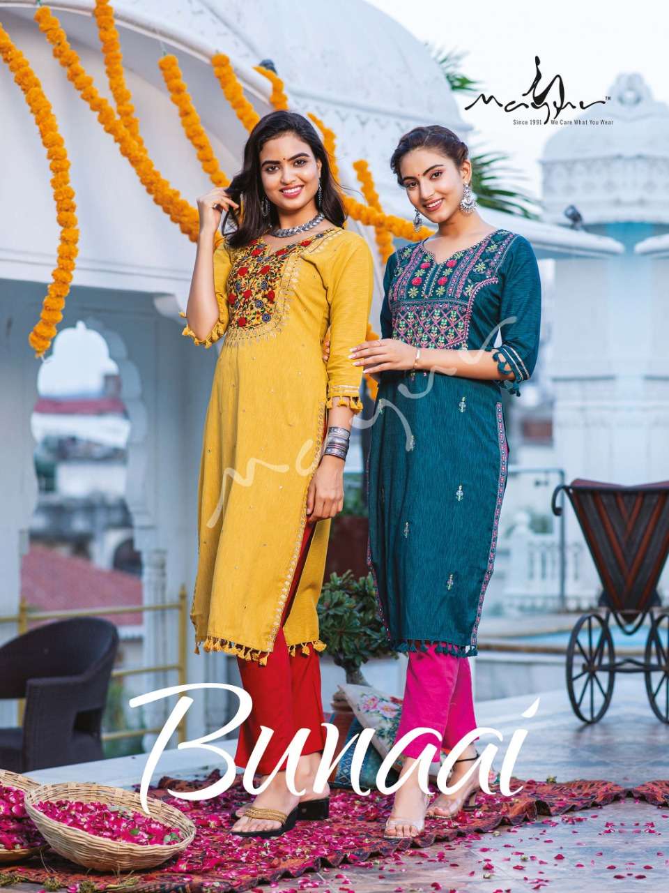 BUNAAI BY MAYUR BRAND PURE LIQUID RAYON BASED DESIGNER EMBROIDERIES WITH HANDWORK FLORALS MAGICAL HA...