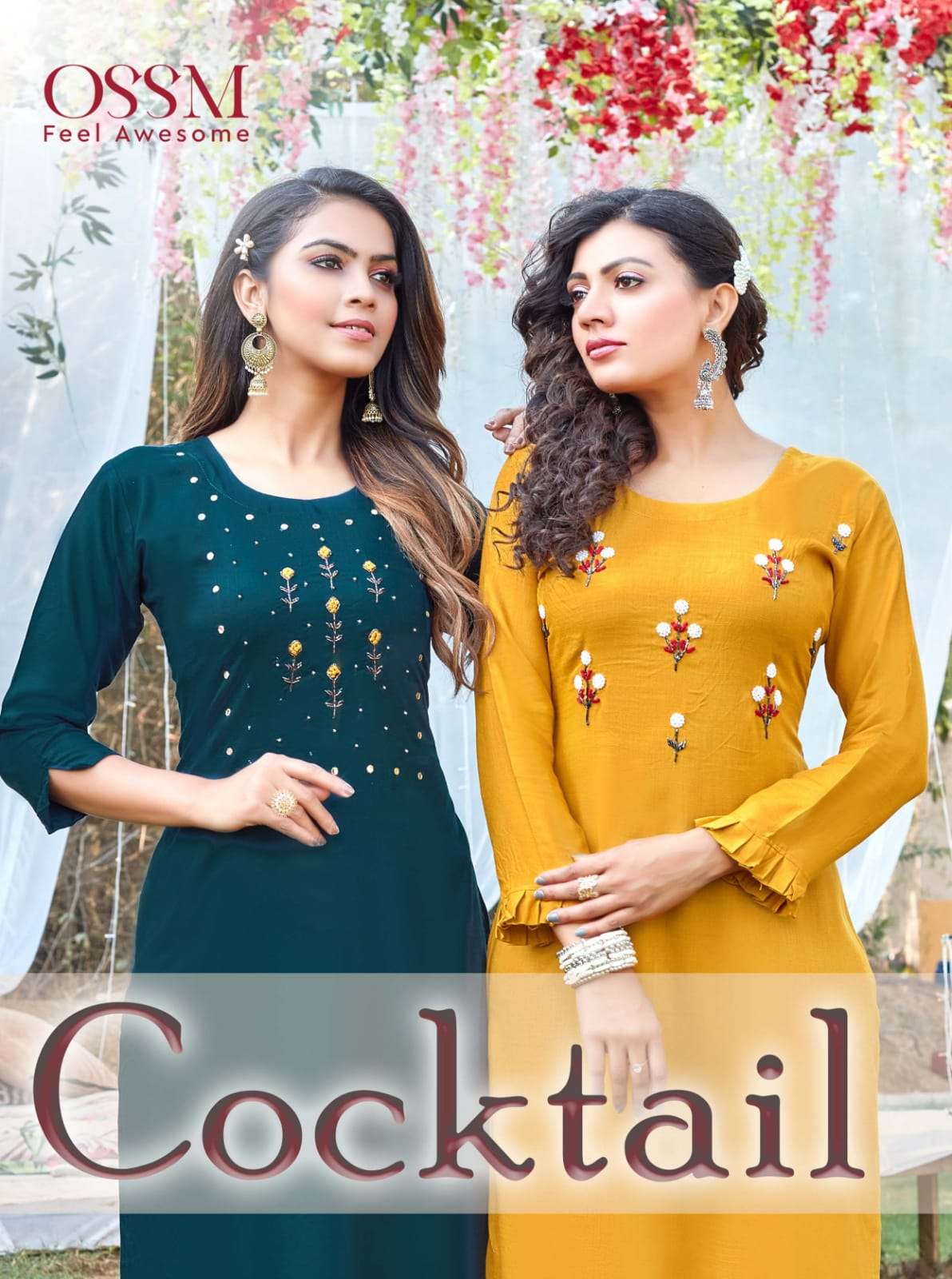 COCKTAIL BY OSSM BRAND 14KG RAYON SLUB FANCY HANDWORK DESIGNER KURTI WHOLESALER AND DEALER