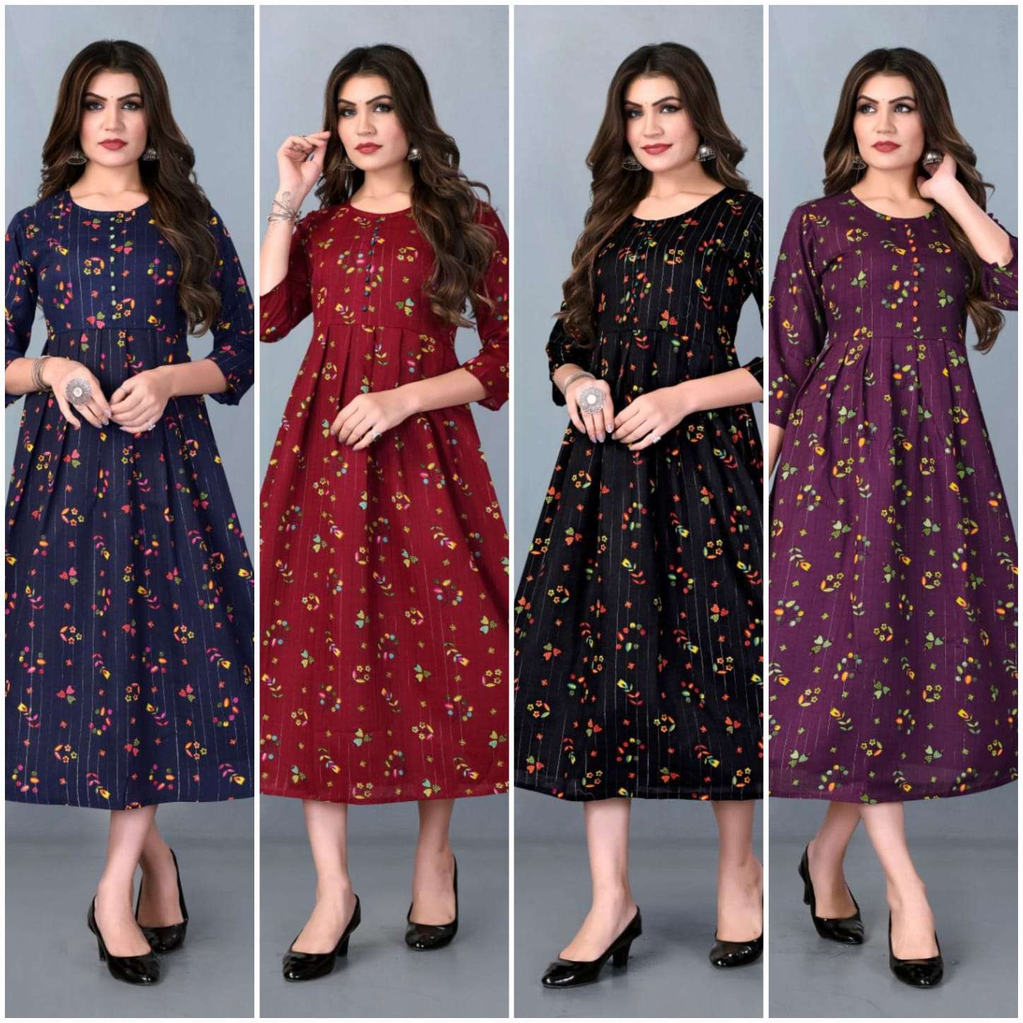 COTTON CANDY BY S3FOREVER BRAND HEAVY COTTON SLUB WITH MILL PRINT LONG GOWN KURTI WHOLESALER AND DEA...