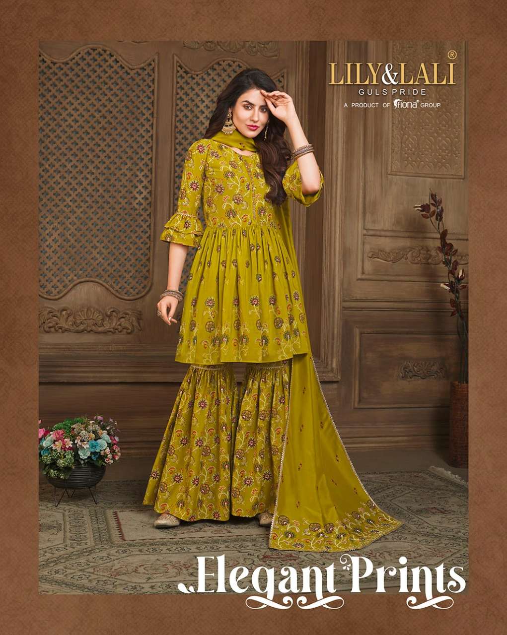 ELEGANT PRINTS BY LILY & LALI BRAND MASLIN TABLE PRINT HANDWORK KURTI WITH GHARARA AND SHARARA AND M...