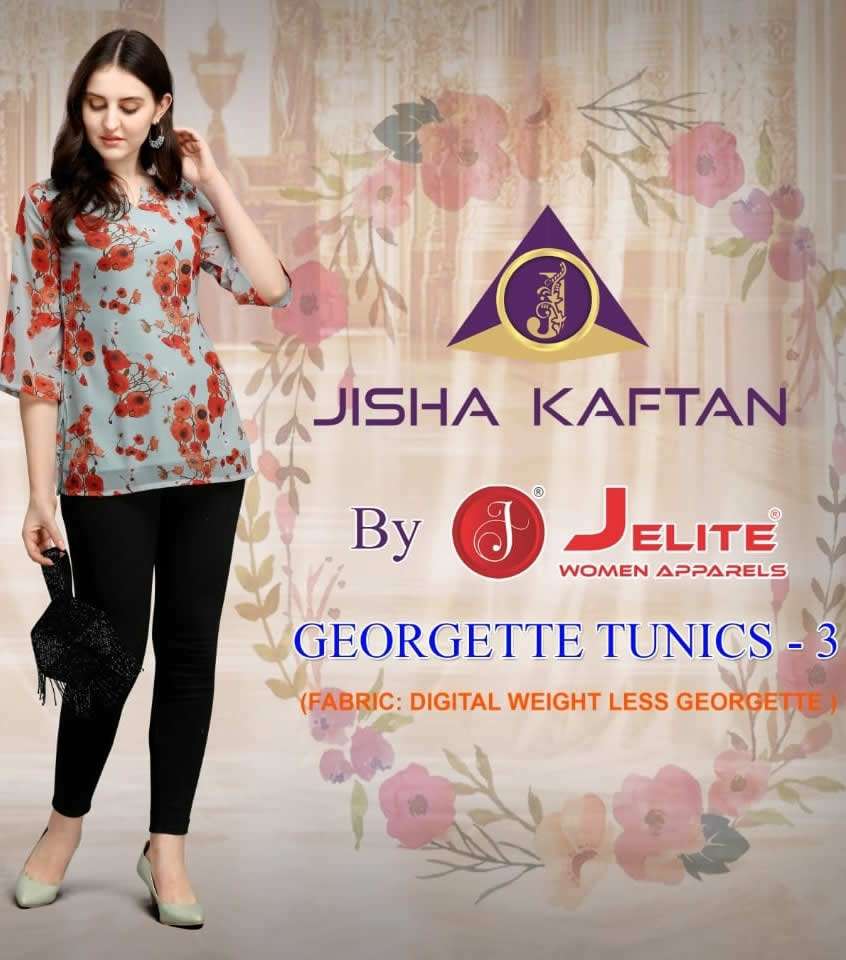  GEORGETTE TUNICS VOLUME 3 BY JISHA KAFTAN BRAND WEIGHTLESS GEORGETTE WITH INNER FANCY PRINT TOP WHO...