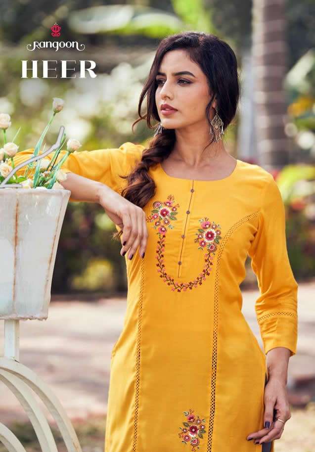 HEER BY RANGOON BRAND MUSLIN WITH FANCY EMBROIDERY WORK AND KHATLI HAND WORK KURTI WHOLESALER AND DE...