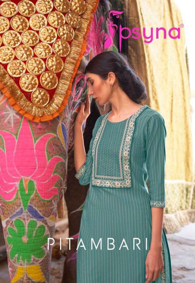 PITAMBARI BY PSYNA BRAND COTTON KURTI WITH BEAUTIFUL SEQUENCE EMBROIDERY WORK SLEEVES BY S3FOREVER G...