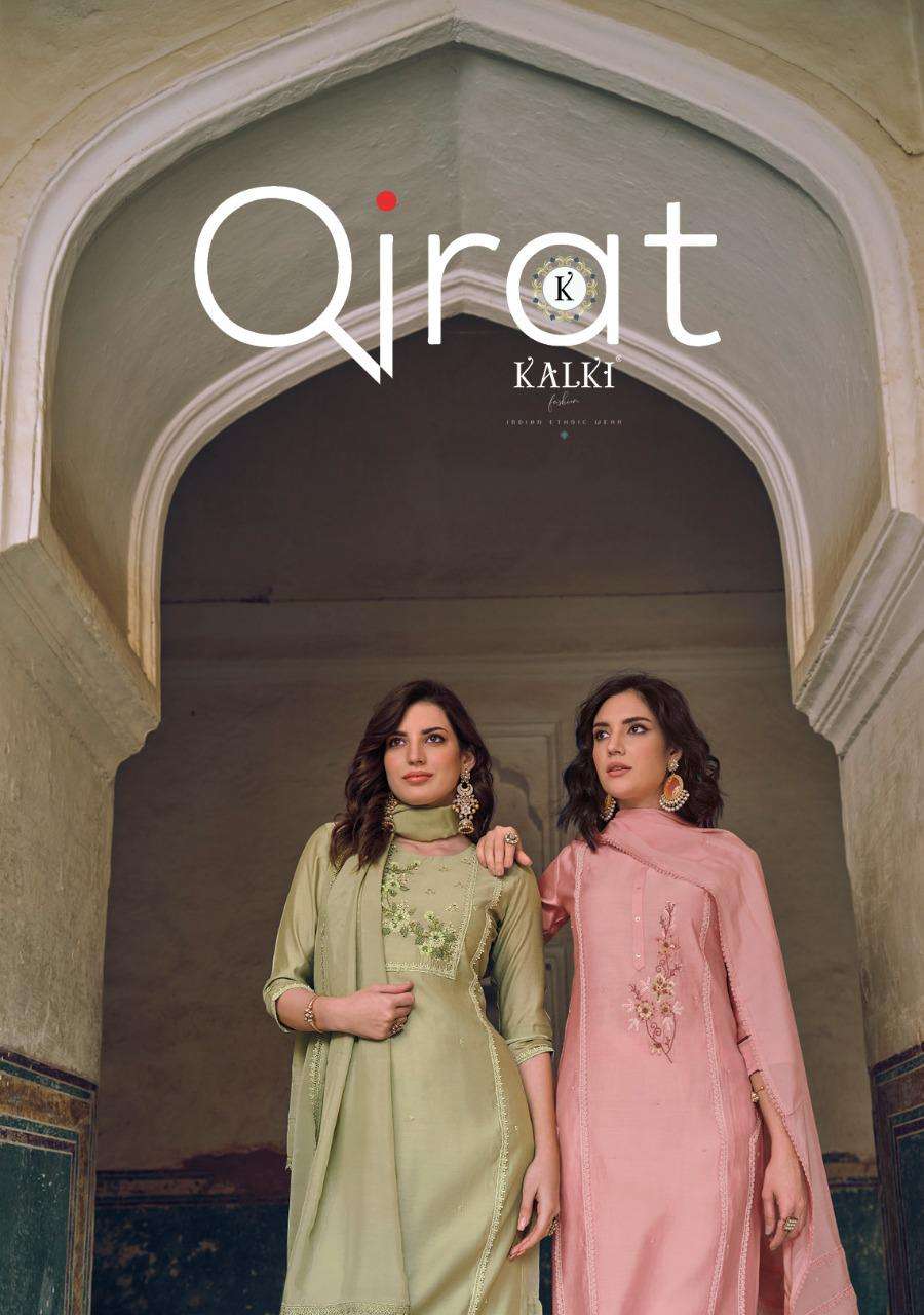 QIRAT BY KALKI FASHION BRAND HAND WORK COTTON SILK KURTI WITH COTTON SHARARA AND SILK FANCY LACES WO...