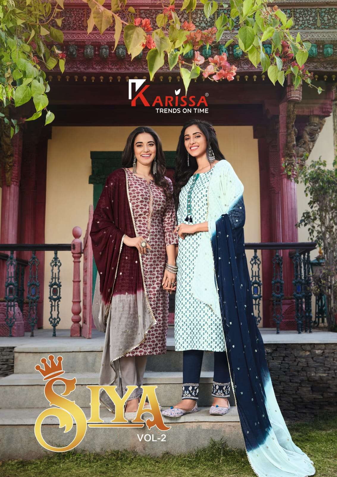 SIYA VOL 2 BY KARISSA BRAND COTTON  FOIL PRINT KHATALI WORK SILK KURTI WITH RAYON PANT AND CHINON SE...