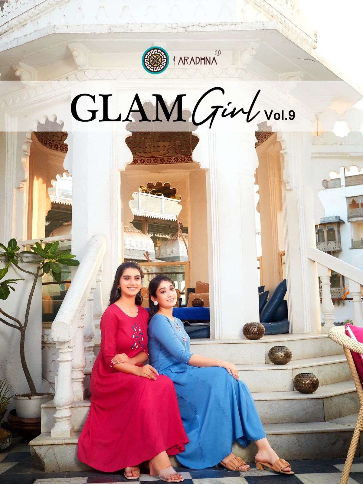 GLAM GIRL VOL 9 BY ARADHNA BRAND 14KG RAYON HAND WORK WITH SHORT GOWN KURTI WHOLESALER AND DEALER