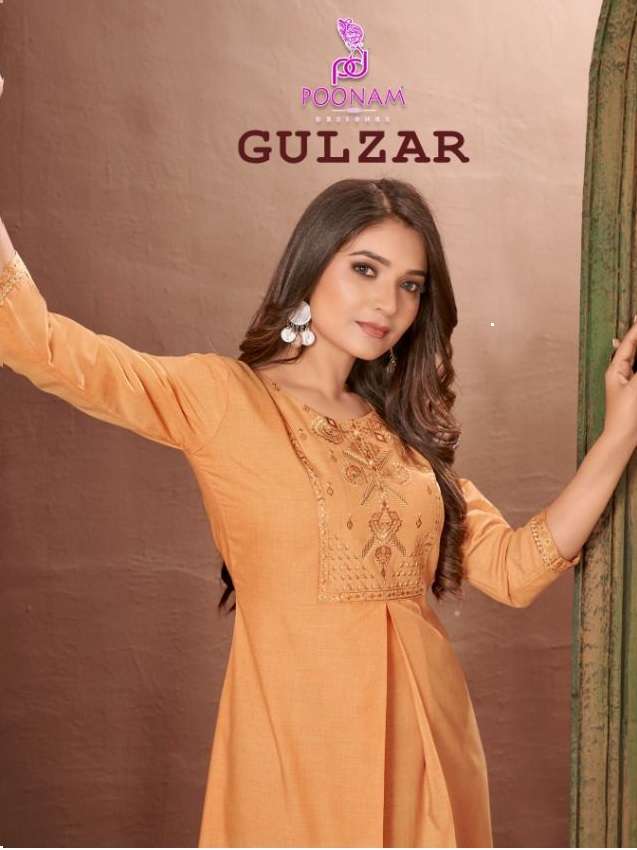 GULZAR BY POONAM DESIGNER BRAND PURE MAL TWO TONE COTTON WITH EMBROIDERY AND SEQUENCE WORK A LINE KU...