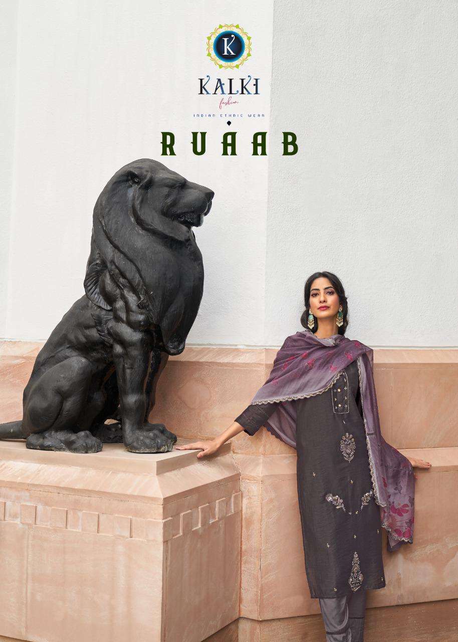 KALKI FASHION - RUAAB - PURE VISCOSE SILK DESIGNER KURTI WITH PANT AND ORGENJAA  DIGITAL PRINTS DUPA...