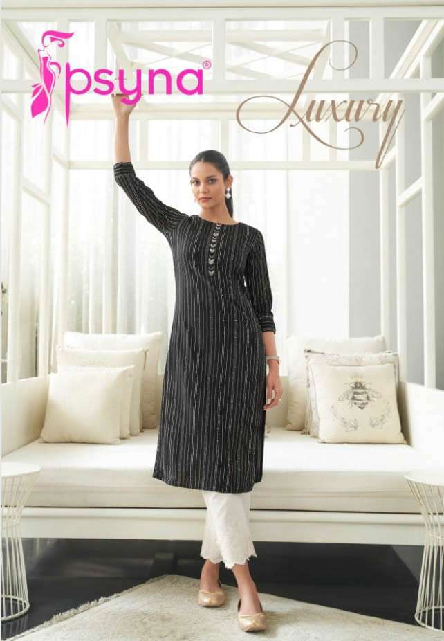 LUXURY BY PSYNA BRAND COTTON FANCY HANDWORK STARIGHT SIDE CUT KURTI WHOLESALER AND DEALER