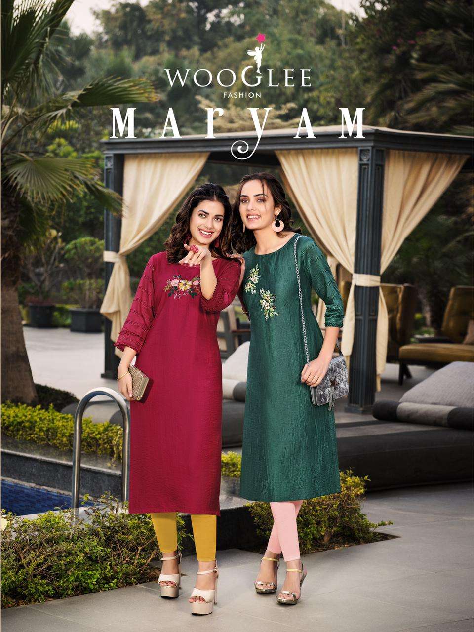 MARIYAM BY WOOGLEE BRAND NYLON VISCOSE FANCY KHATALI WORK STRAIGHT KURTI WHOLESALER AND DEALER