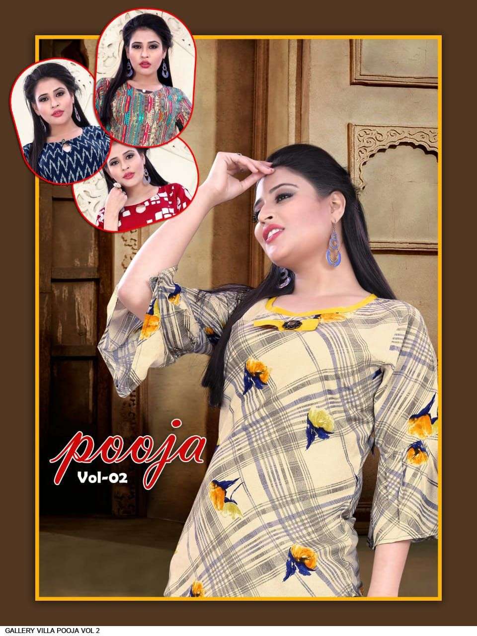 POOJA VOL 2 BY S3FOREVER BRAND 14 KG RAYON PRINT TOP WITH STYLES SLEVEES WHOLESALER AND DEALER