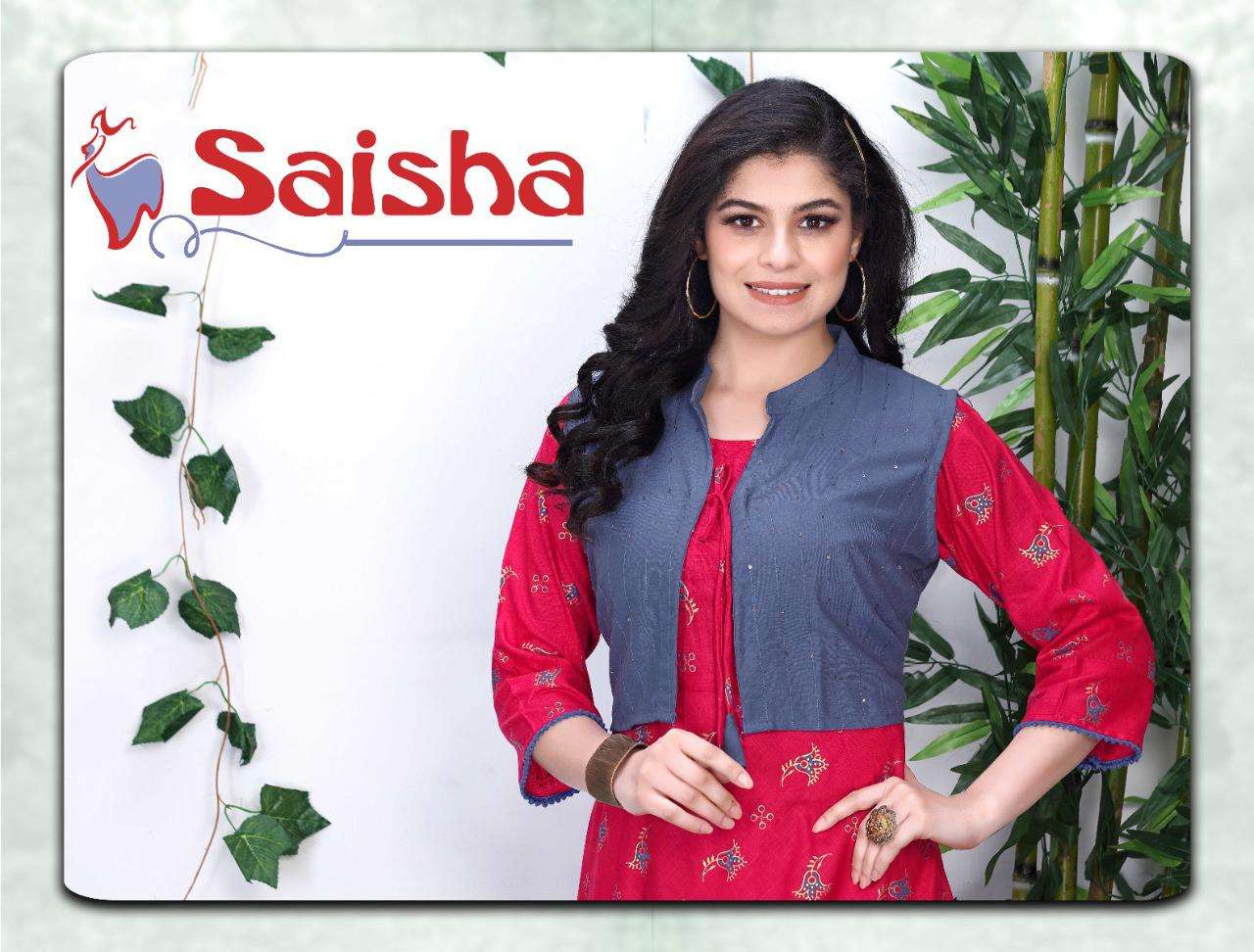 S3FOREVER - BEAUTY QUEEN SAISHA - A-LINE 14KG RAYON FOIL PRINTED KURTI WITH SEQUENCE WORK UNATTACHED...