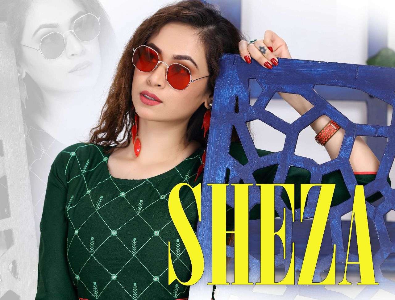 SHEZA BY S3FOREVER BRAND RAYON GHERA FOIL SCREEN PRINTED EMBROIDERED A-LINE KURTI BY S3FOREVER GUJAR...