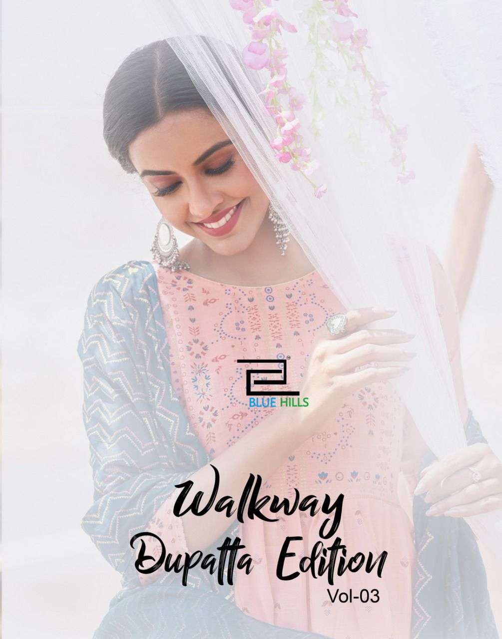 WALKWAY DUPATTA EDITION VOL 3 BY BLUE HILLS BRAND 14KG RAYON CLASSIC FOIL PRINT KURTI WITH COTTON MA...