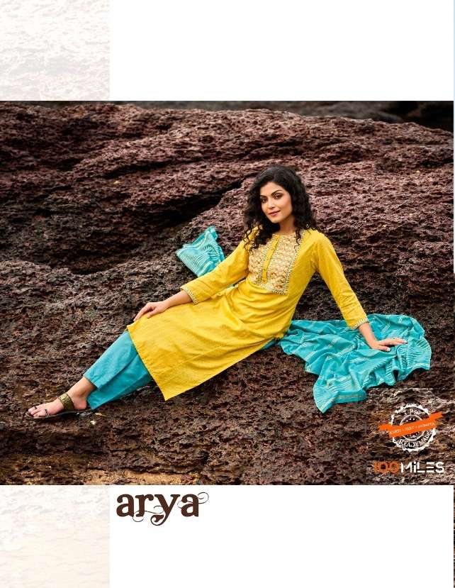 ARYA BY 100MILES BRAND PURE COTTON PATTERNED HEAVY EMBROIDERED WORK KURTI WITH COTTON PANT AND FANCY...