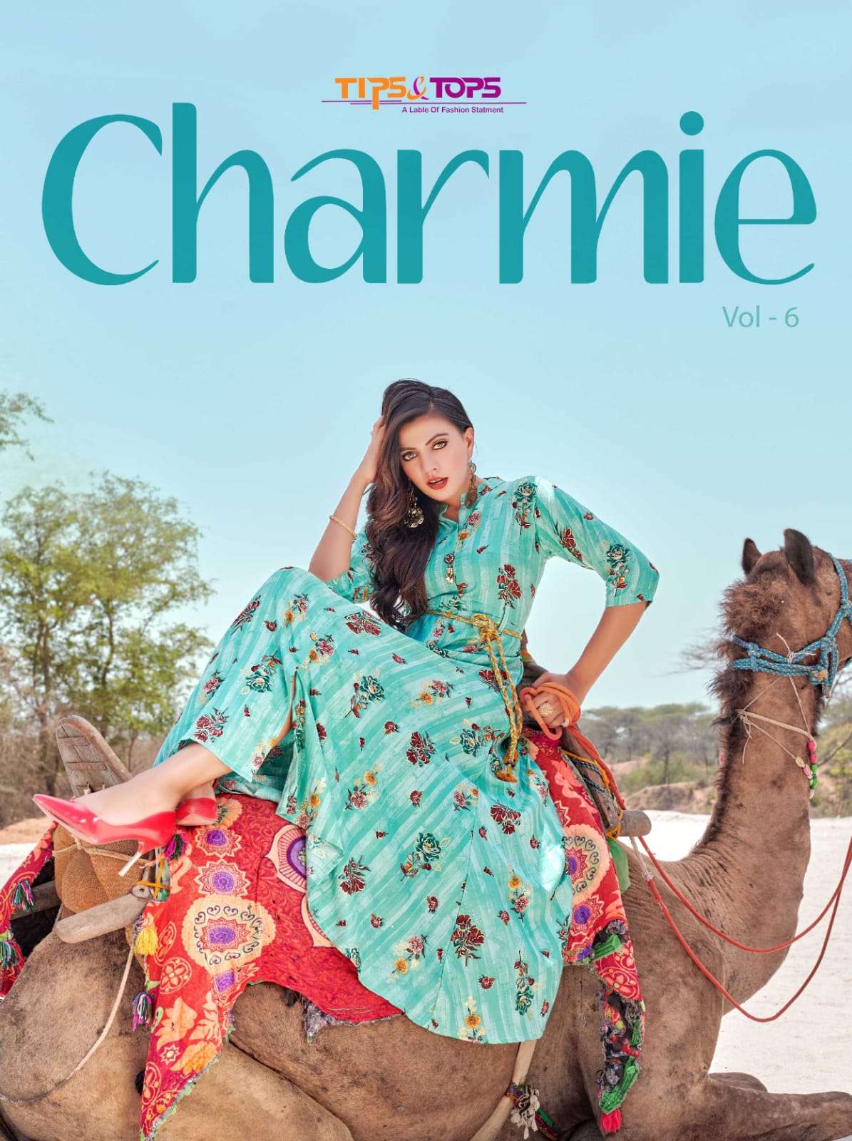 CHARMIE VOL 06 BY TIPS & TOPS BRAND HEAVY 14KG RAYON FOIL PRINT WITH WAIST BELT AND FLAIR LONG GOWN ...