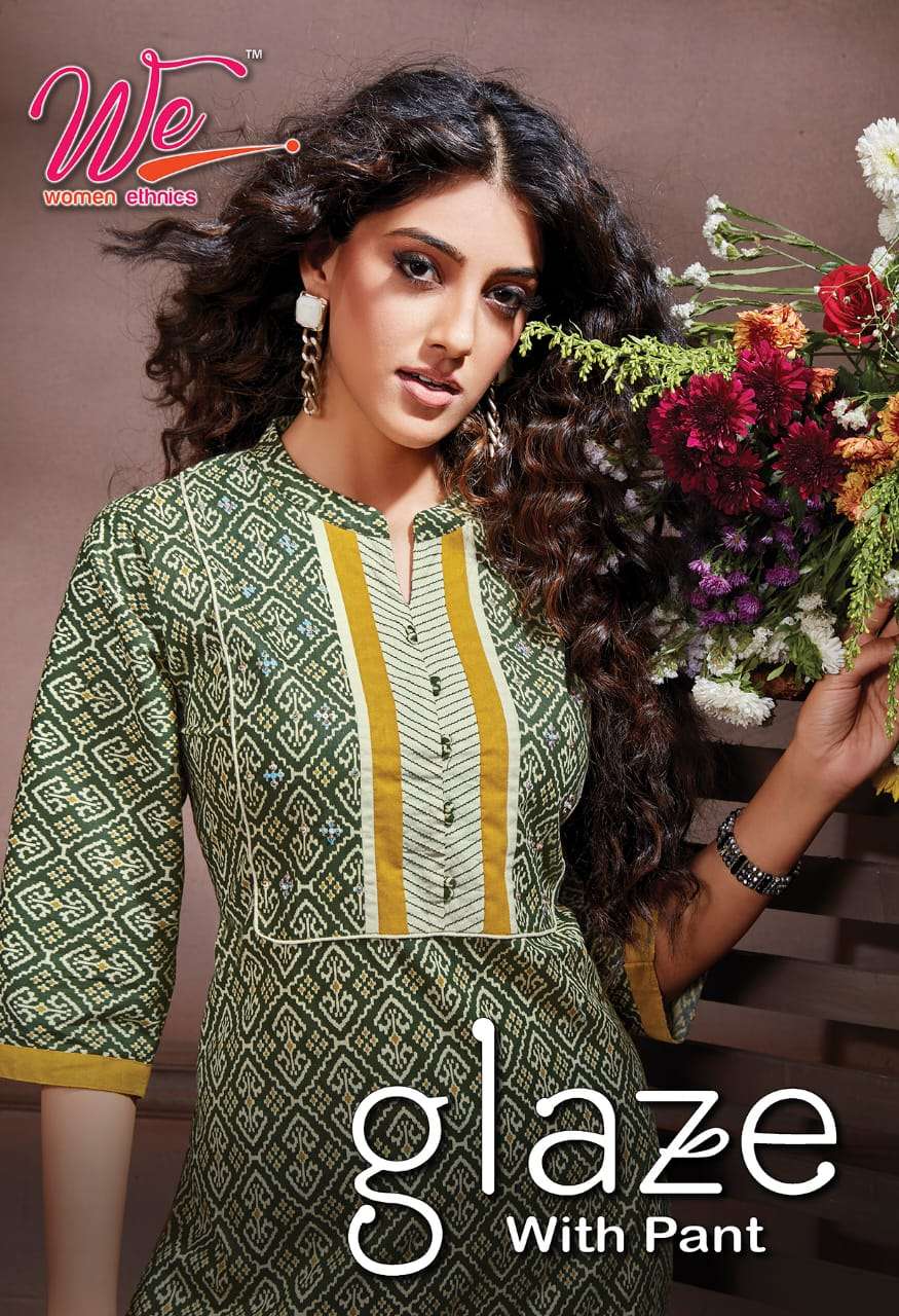 GLAZE BY WE WOMEN ETHNICS BRAND PURE COTTON EMBROIDERY WORK KURTI WITH COTTON PANT WHOLESALER AND DE...