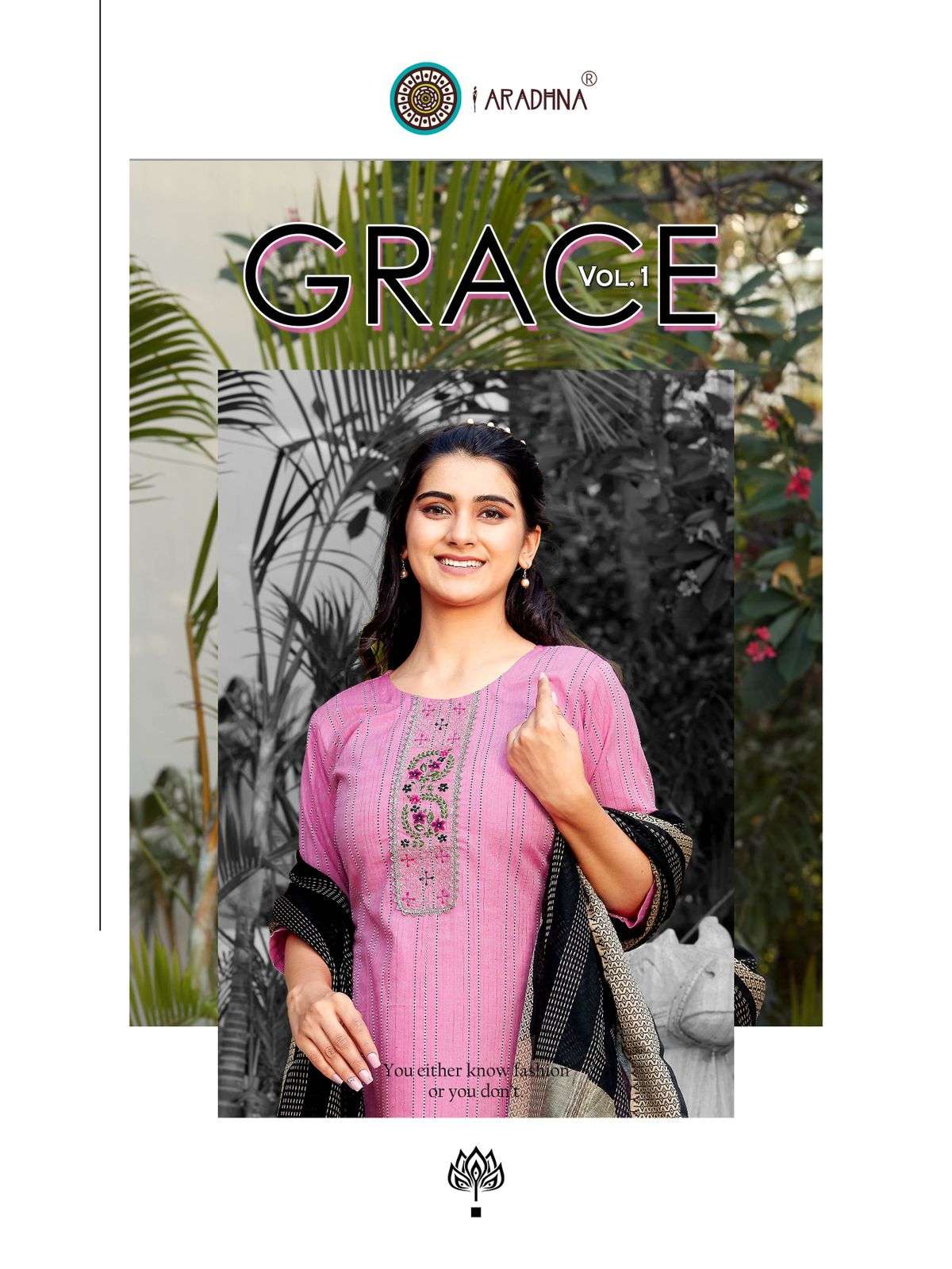 GRACE VOL 1 BY ARADHNA BRAND WEAVED COTTON WITH FANCY EMBROIDERY WORK KURTI WITH JACQUARD DUPATTA WH...