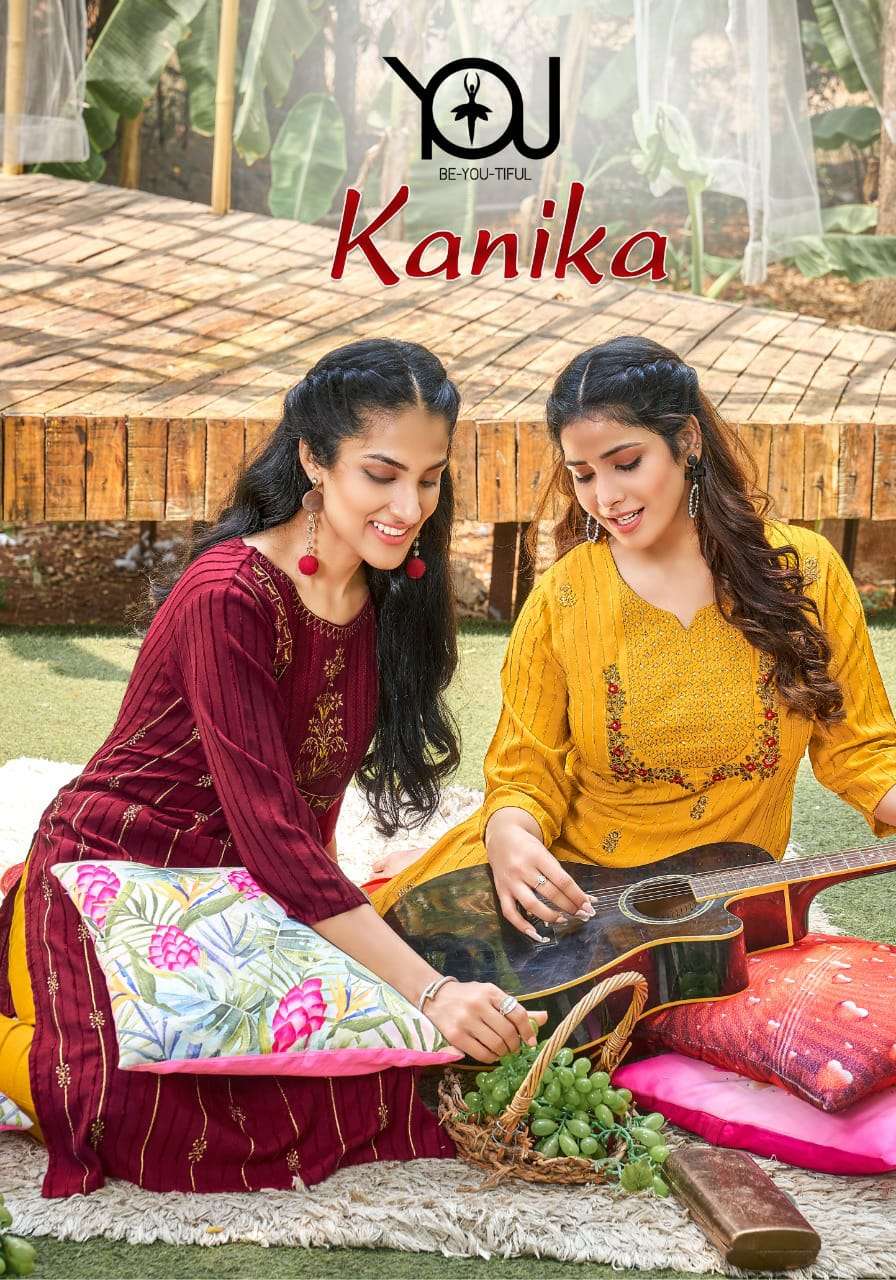 KANIKA BY WANNA BRAND HEAVY QUALITY RAYON STRIPES EMBROIDERY WORK KURTI WITH HEAVY LYCRA PANT WHOLES...