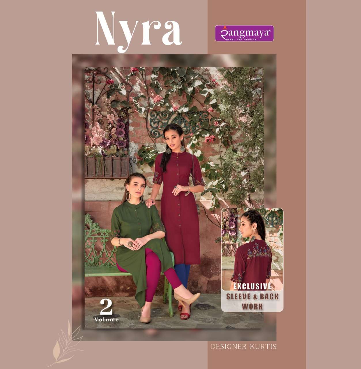 NYRA-2 BY RANGMAYA BRAND RAYON WITH FANCY EMBROIDERY WORK LONG STRAIGHT KURTI WHOLESALER AND DEALER