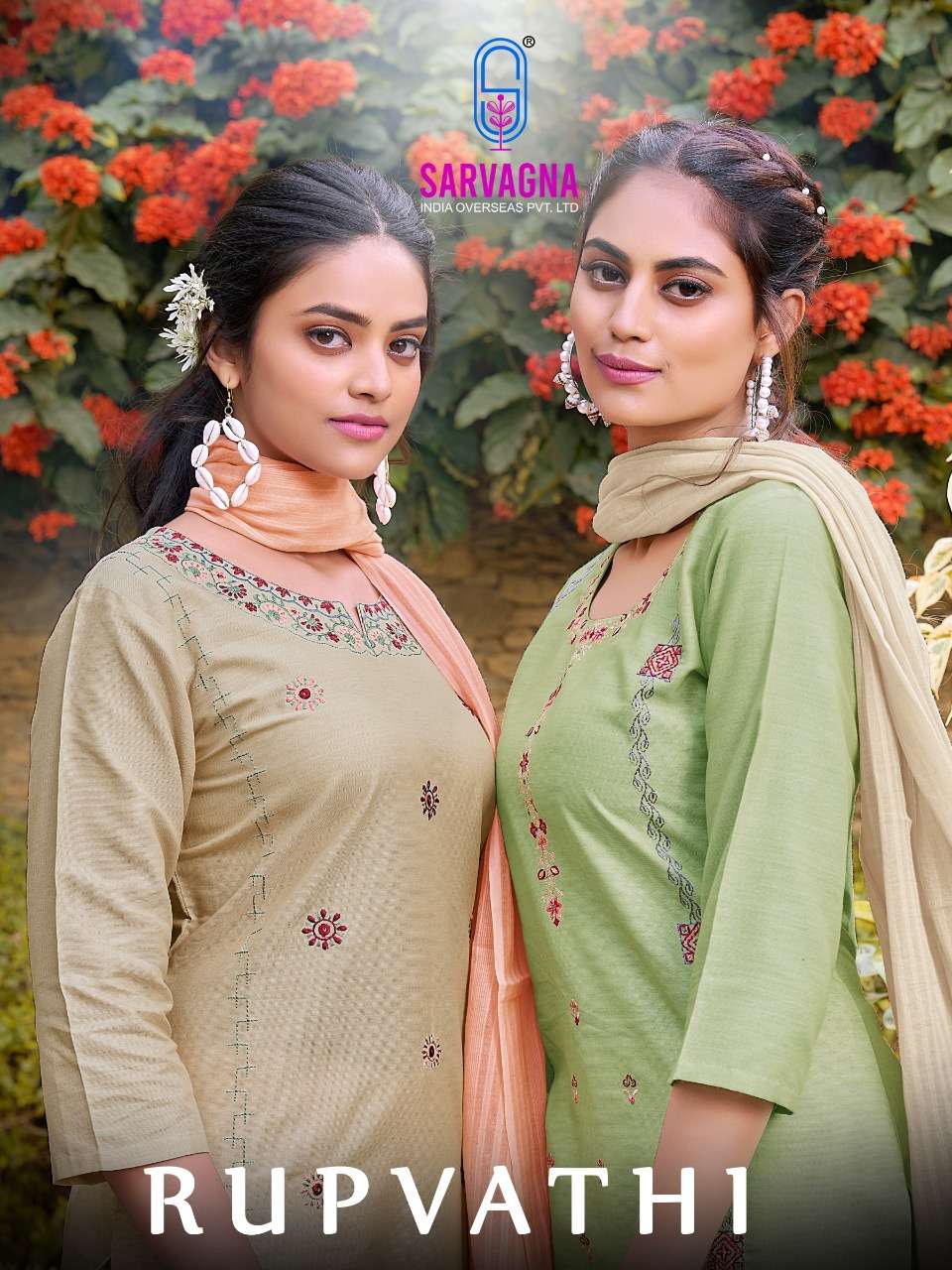 RUPVATHI BY SARVAGNA BRAND MANTOS COTTON EMBROIDERY WORK KURTI WITH MANTOS COTTON EMBROIDERY WORK PA...